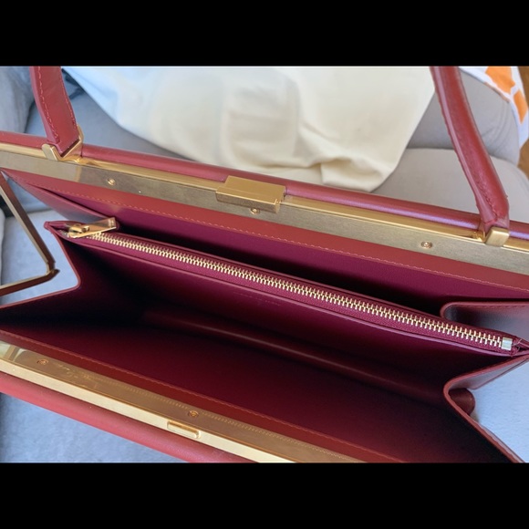 Celine Clasp Medium Red Calfskin Leather Tote - Picture 10 of 16